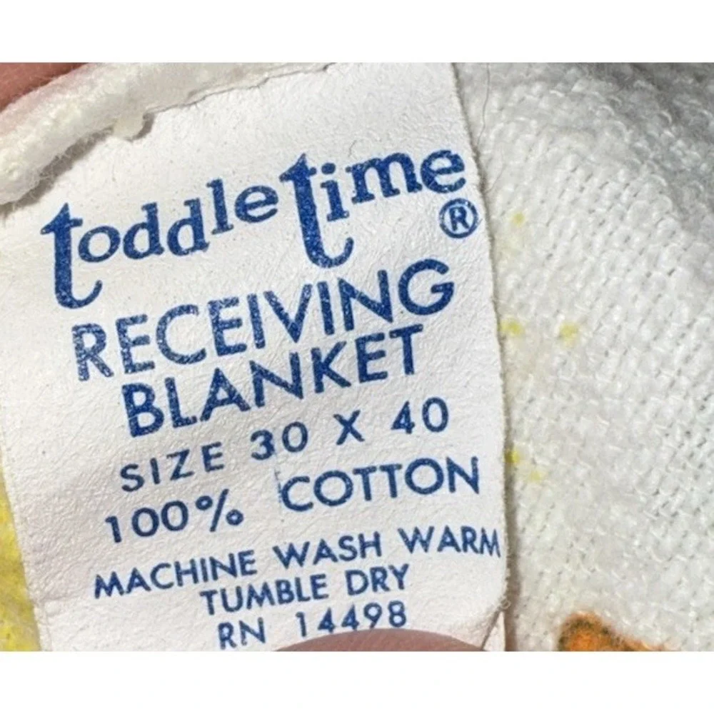 Vtg Toddle TIme  Baby Receiving Blanket Yellow White Balloon Cloud‎